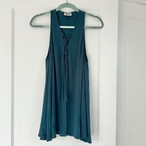 Show Me Your Mumu Mini Rancho Marage Dress‎ Lace Up Sleeveless Casual Teal XS